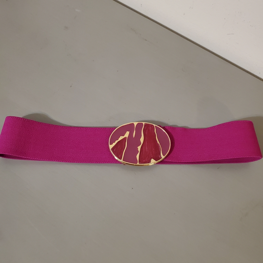 Vintage Pink Belt With Geode Buckle Medium - Picture 2 of 6